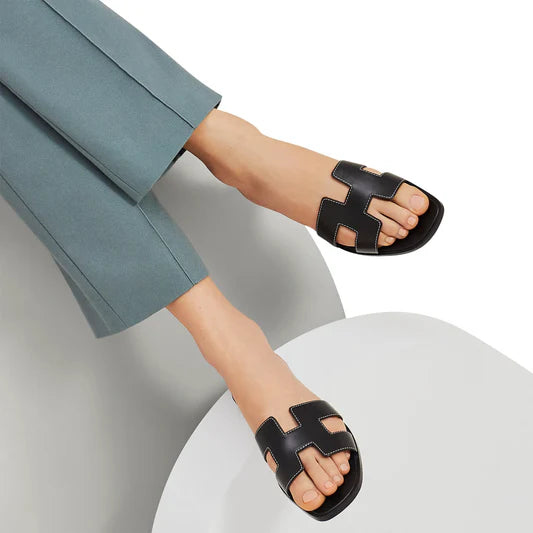 Hermès Paris Oran Black Sandal