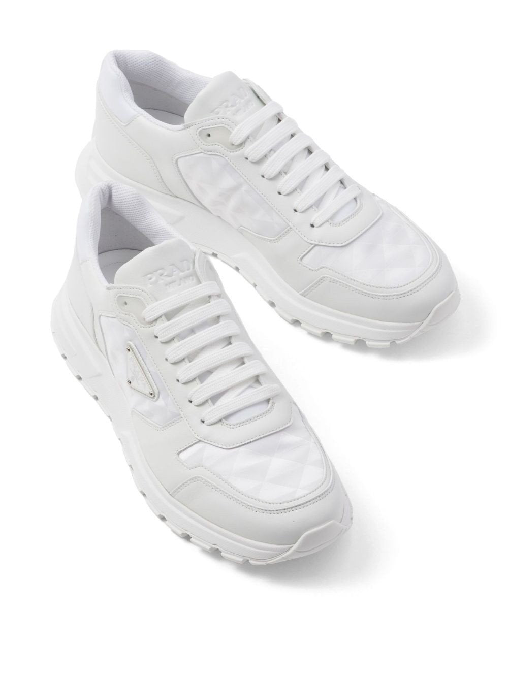 Prada Diamond-Quilted Leather Sneakers