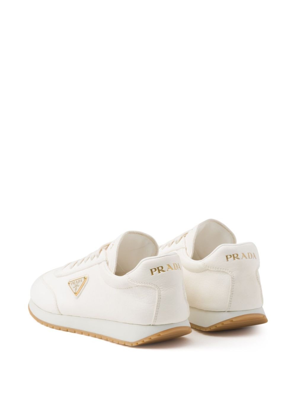 Prada Triangle-Logo Leather Sneakers