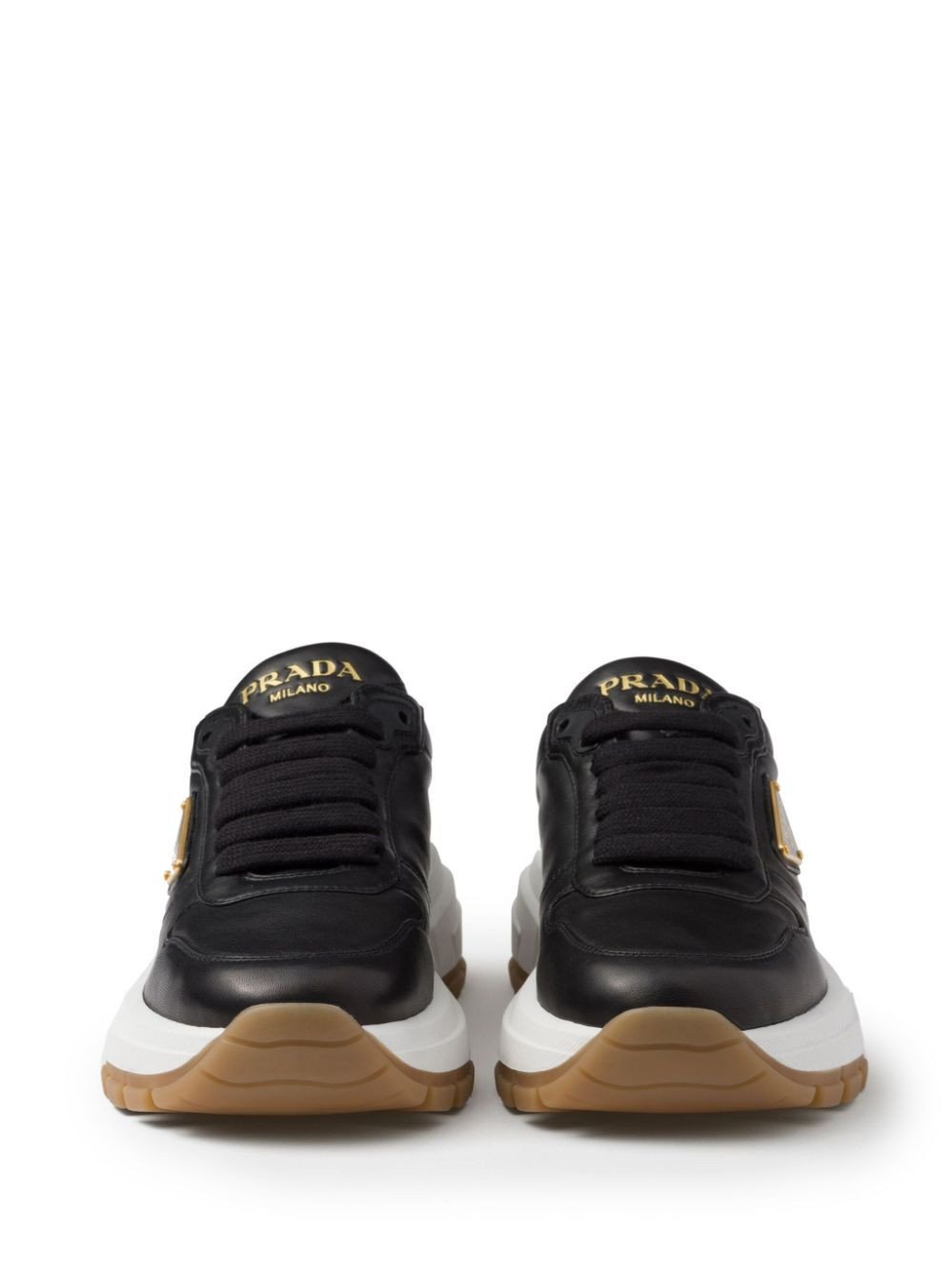 Prada Triangle-Logo Leather Sneakers