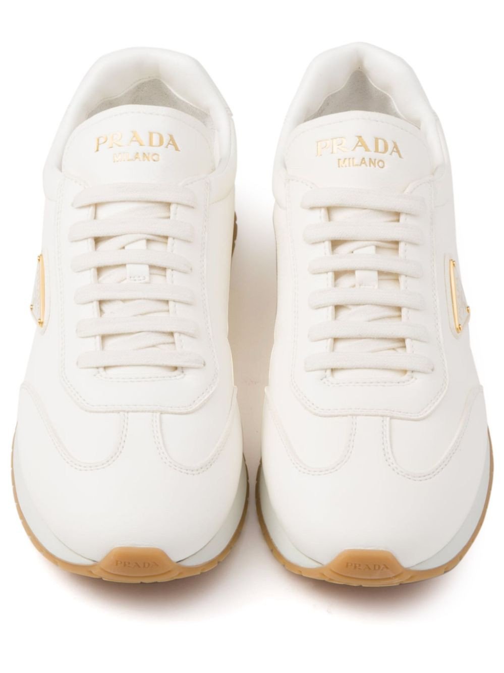 Prada Triangle-Logo Leather Sneakers