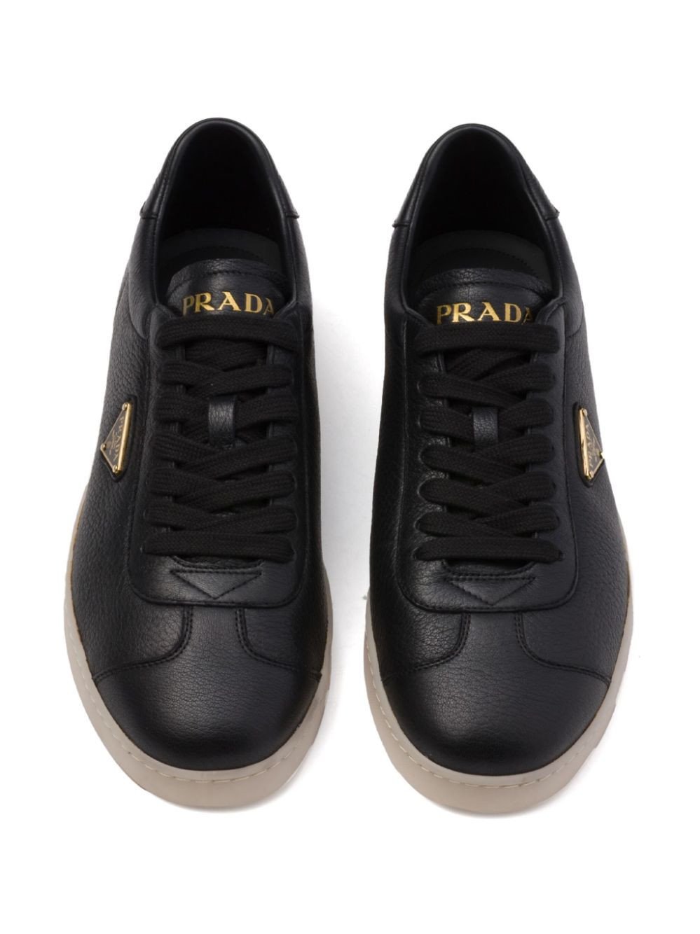 Prada Triangle-Logo Leather Sneakers