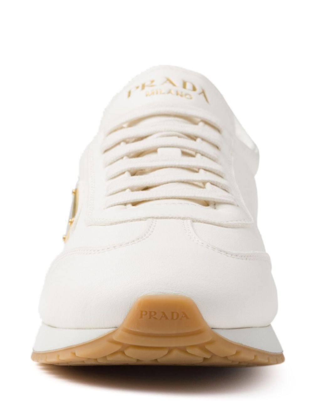 Prada Triangle-Logo Leather Sneakers