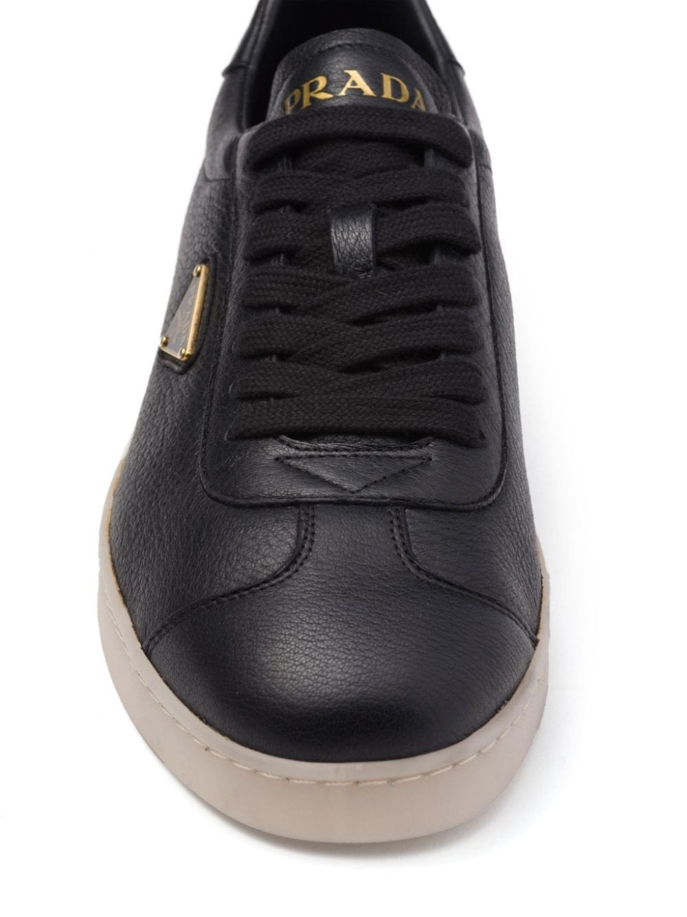 Prada Triangle-Logo Leather Sneakers