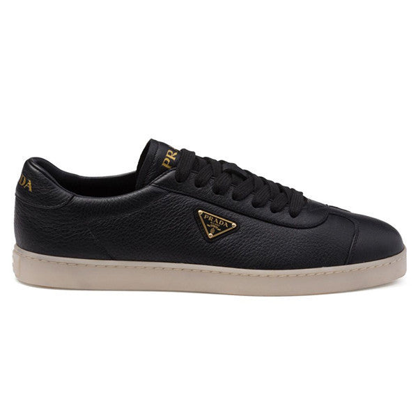Prada Triangle-Logo Leather Sneakers