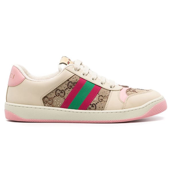 Wms Gucci Screener Panelled Sneakers With Crystals
