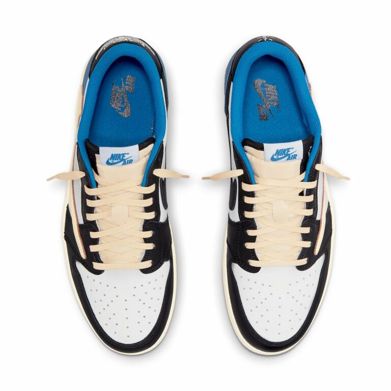 Fragment Design x Travis Scott x Air Jordan 1 Retro Low ‘Sail Black Military Blue’