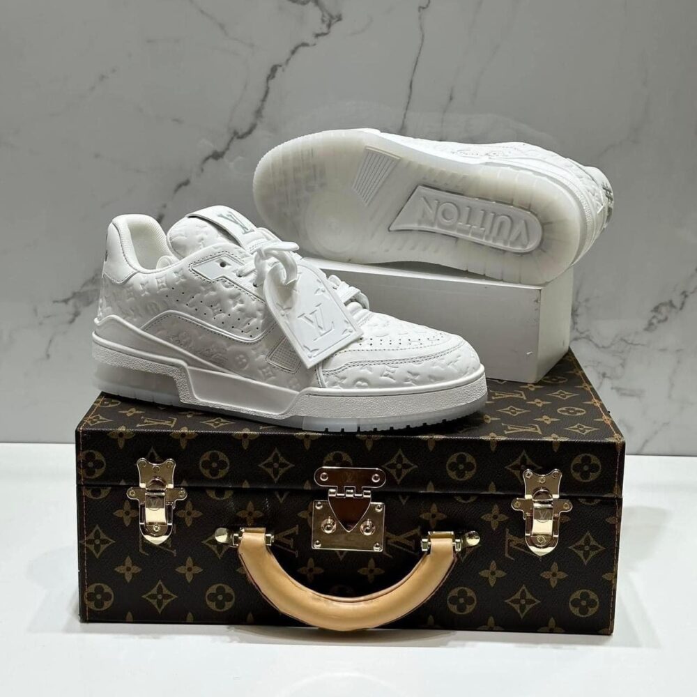 Louis Vuitton LV Trainer Sneaker – Triple White Monogram Embossed Edition