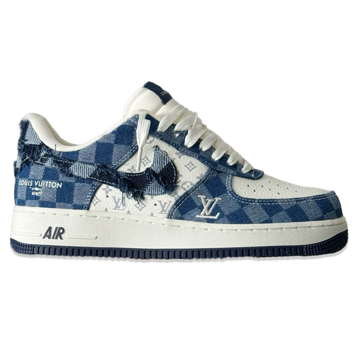 Louis Vuitton x Nike Air Force 1 – Blue Damier Denim