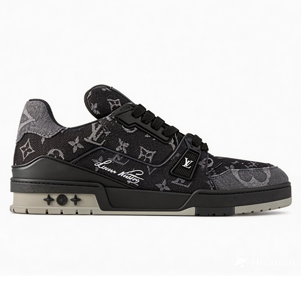 Louis Vuitton LV Trainer Sneaker Black Denim Monogram