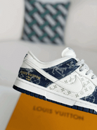 Nike Air Jordan x LV Mixed Monogram White & Blue Denim Edition (Dunk Low Custom)