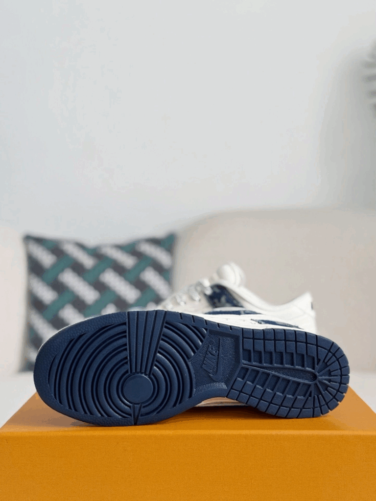 Nike Air Jordan x LV Mixed Monogram White & Blue Denim Edition (Dunk Low Custom)