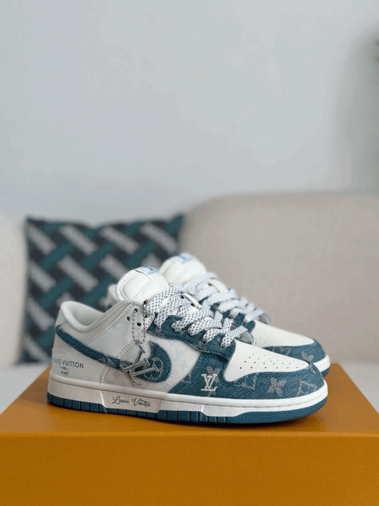 Nike Dunk Low Custom – Louis Vuitton Blue Monogram Denim Edition