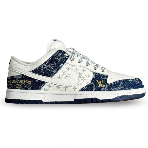 Nike Dunk Low Custom – Louis Vuitton Mixed Monogram White & Blue Denim Edition