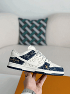 Nike Dunk Low Custom – Louis Vuitton Mixed Monogram White & Blue Denim Edition