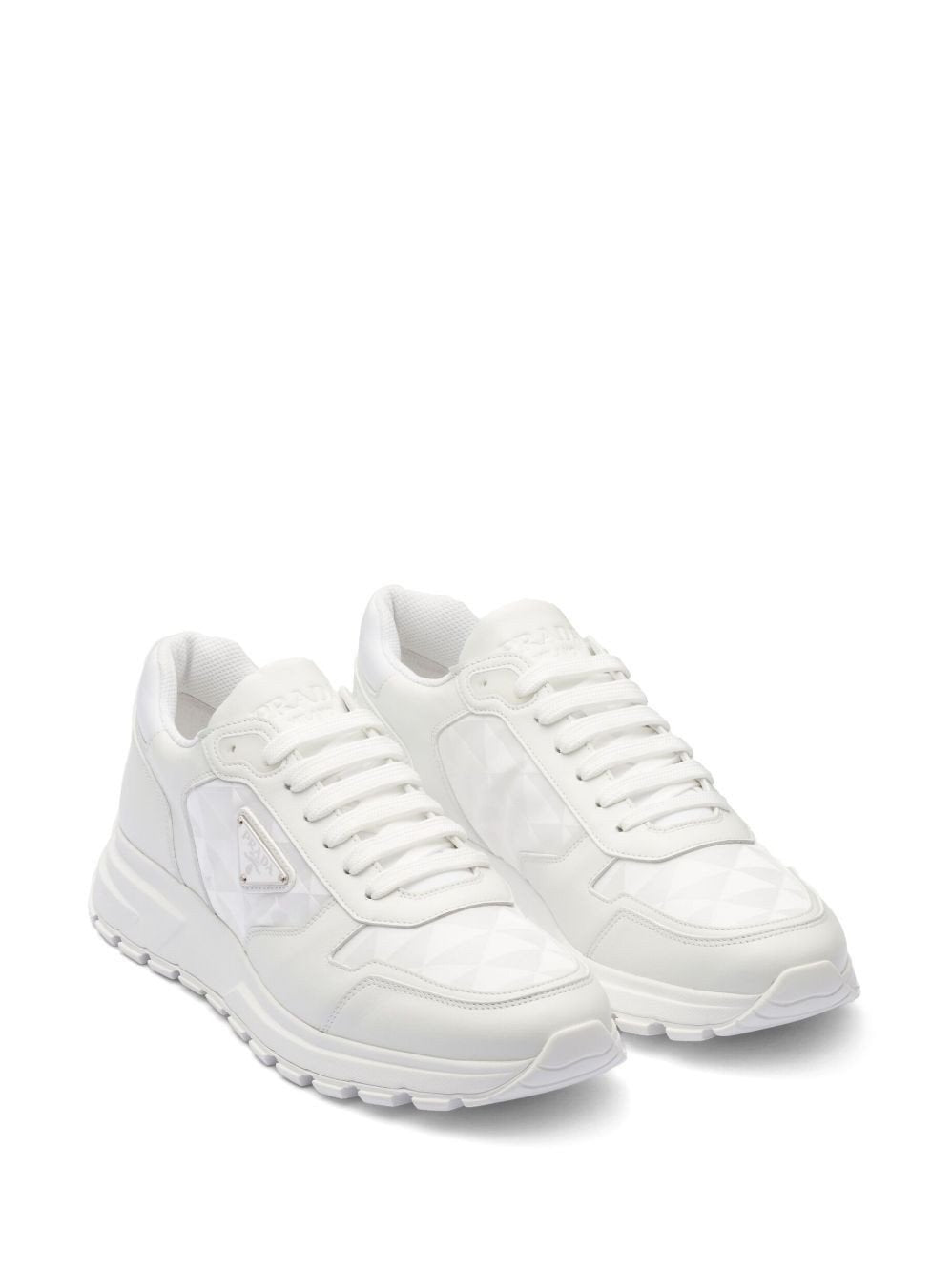 Prada Diamond-Quilted Leather Sneakers