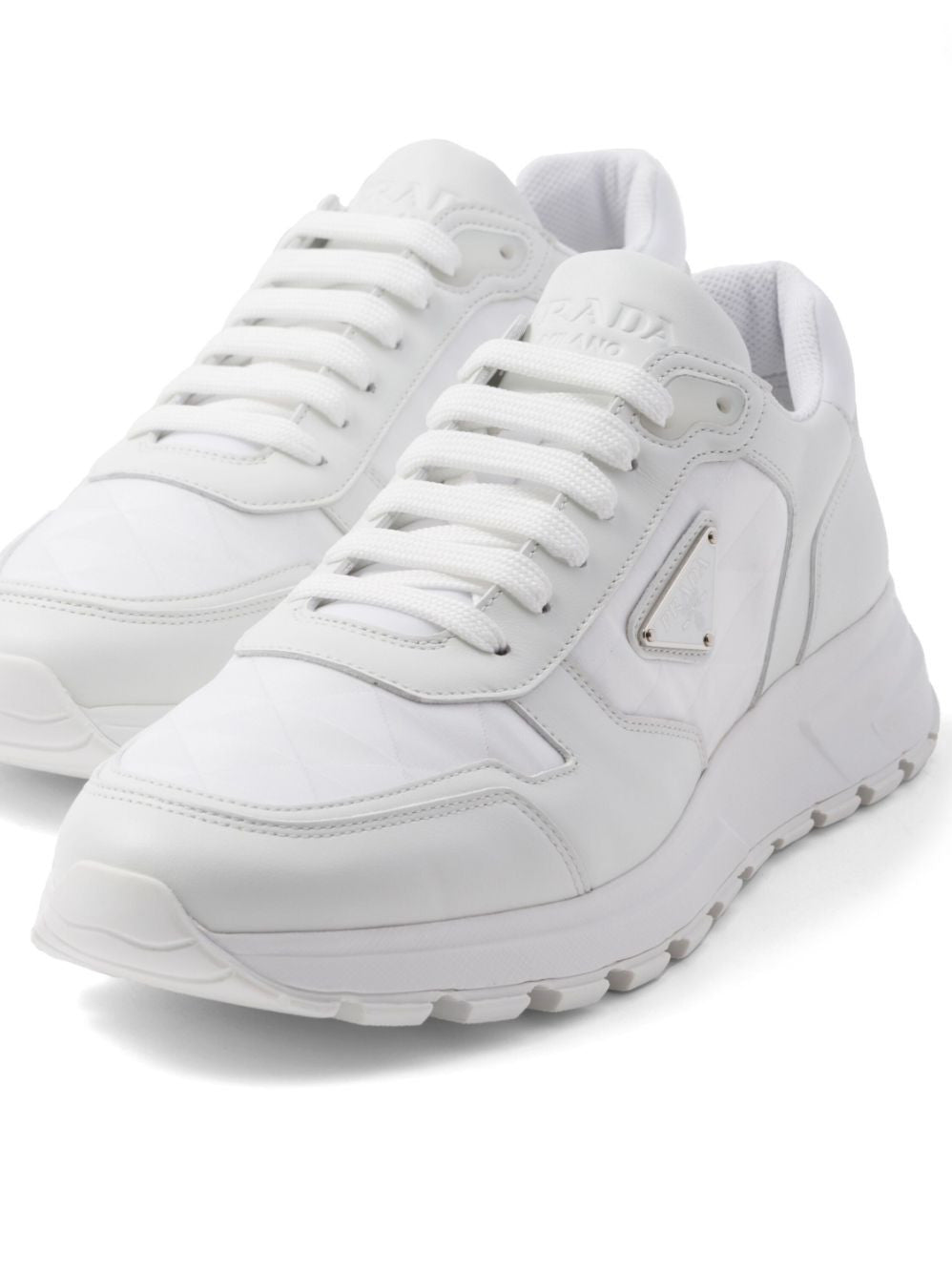 Prada Diamond-Quilted Leather Sneakers