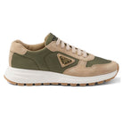 Prada Enamel-Triangle Leather Sneakers