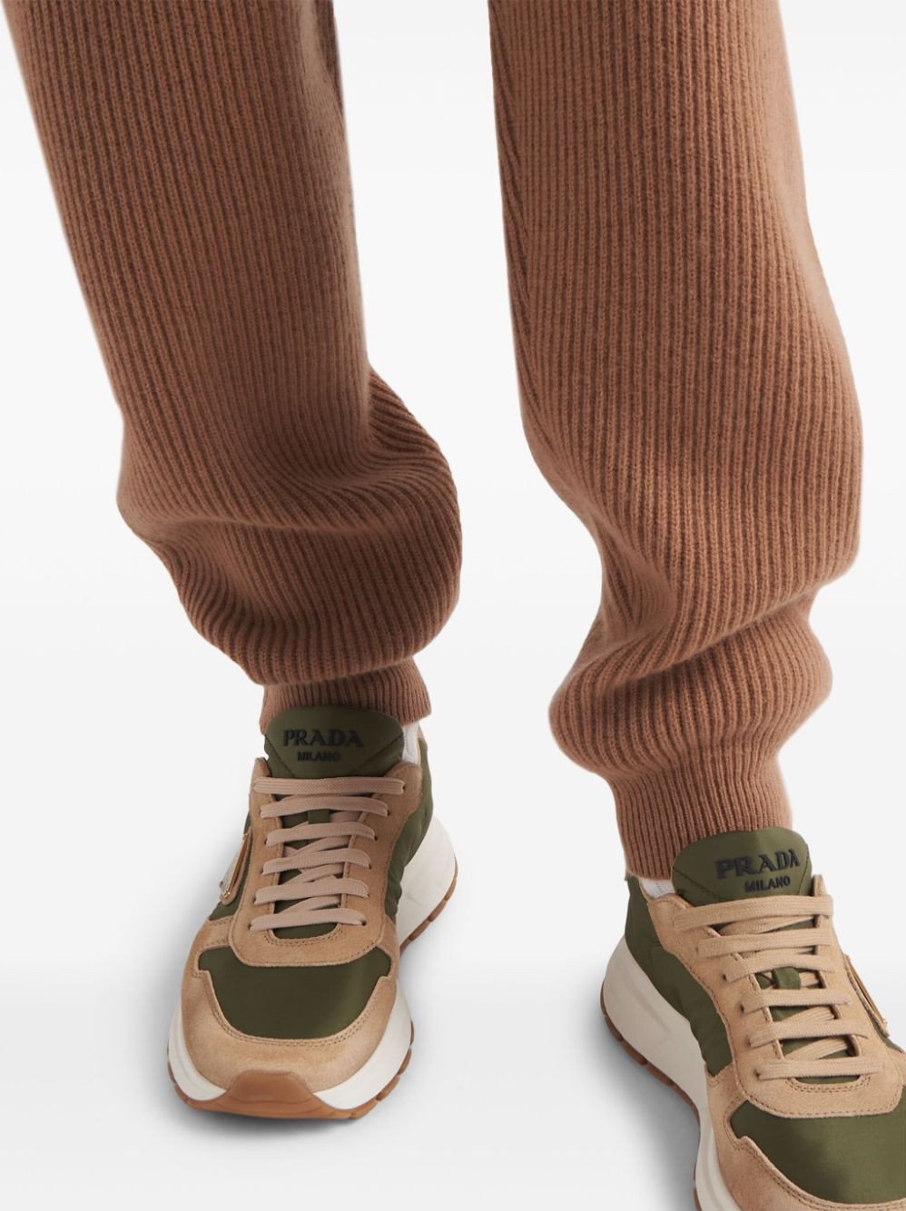 Prada Enamel-Triangle Leather Sneakers
