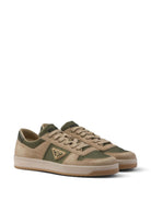 Prada Enamel-Triangle Suede Sneakers