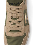 Prada Enamel-Triangle Suede Sneakers