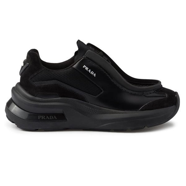 Prada Logo Print Panelled Sneakers