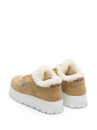 Prada Shearling-Trim Flatform Sneakers