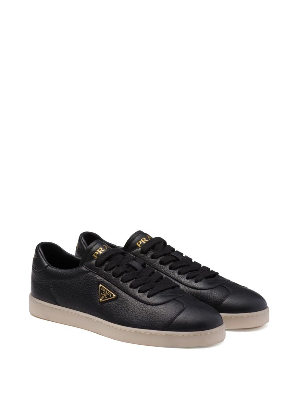 Prada Triangle-Logo Leather Sneakers