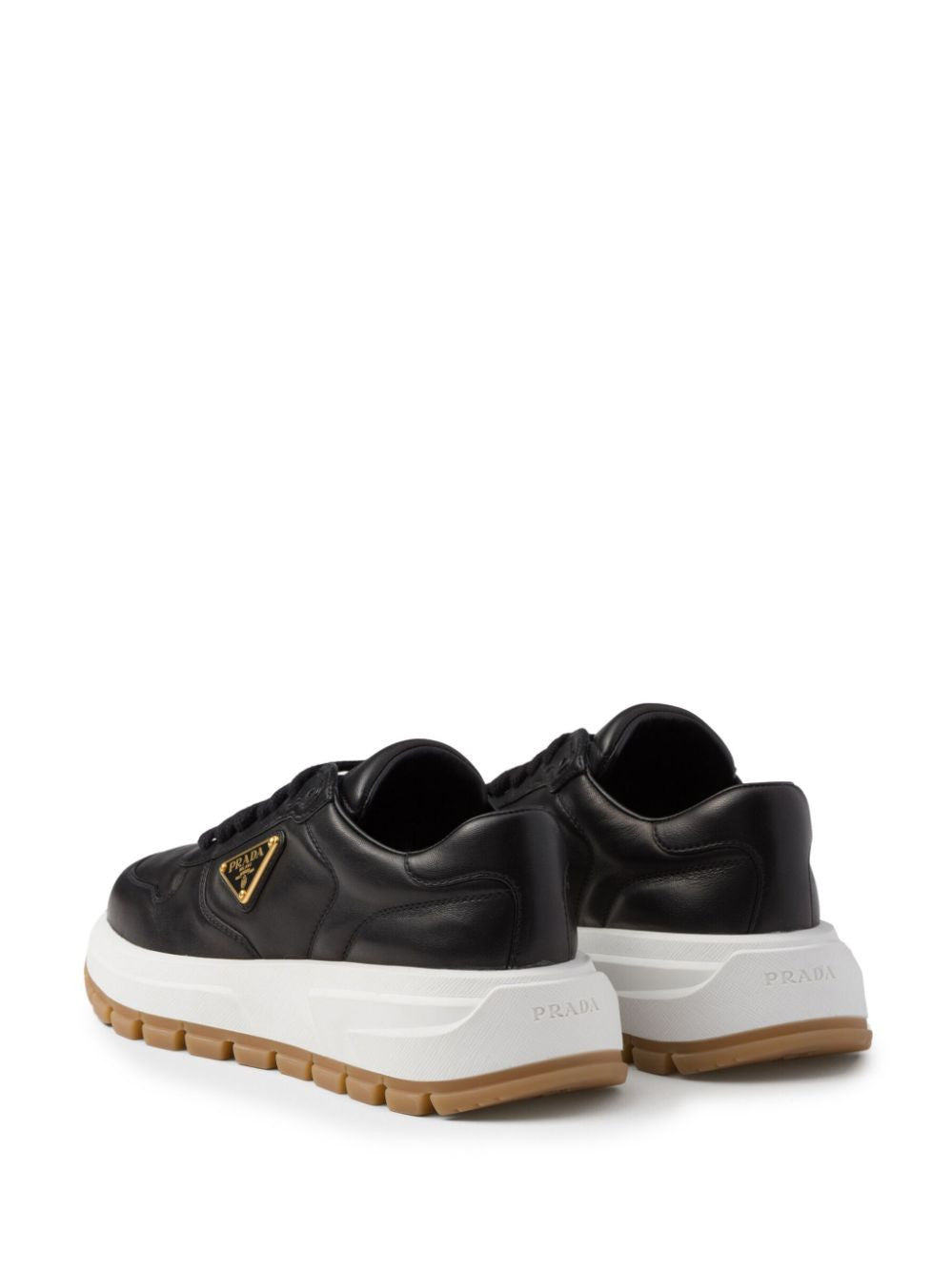 Prada Triangle-Logo Leather Sneakers
