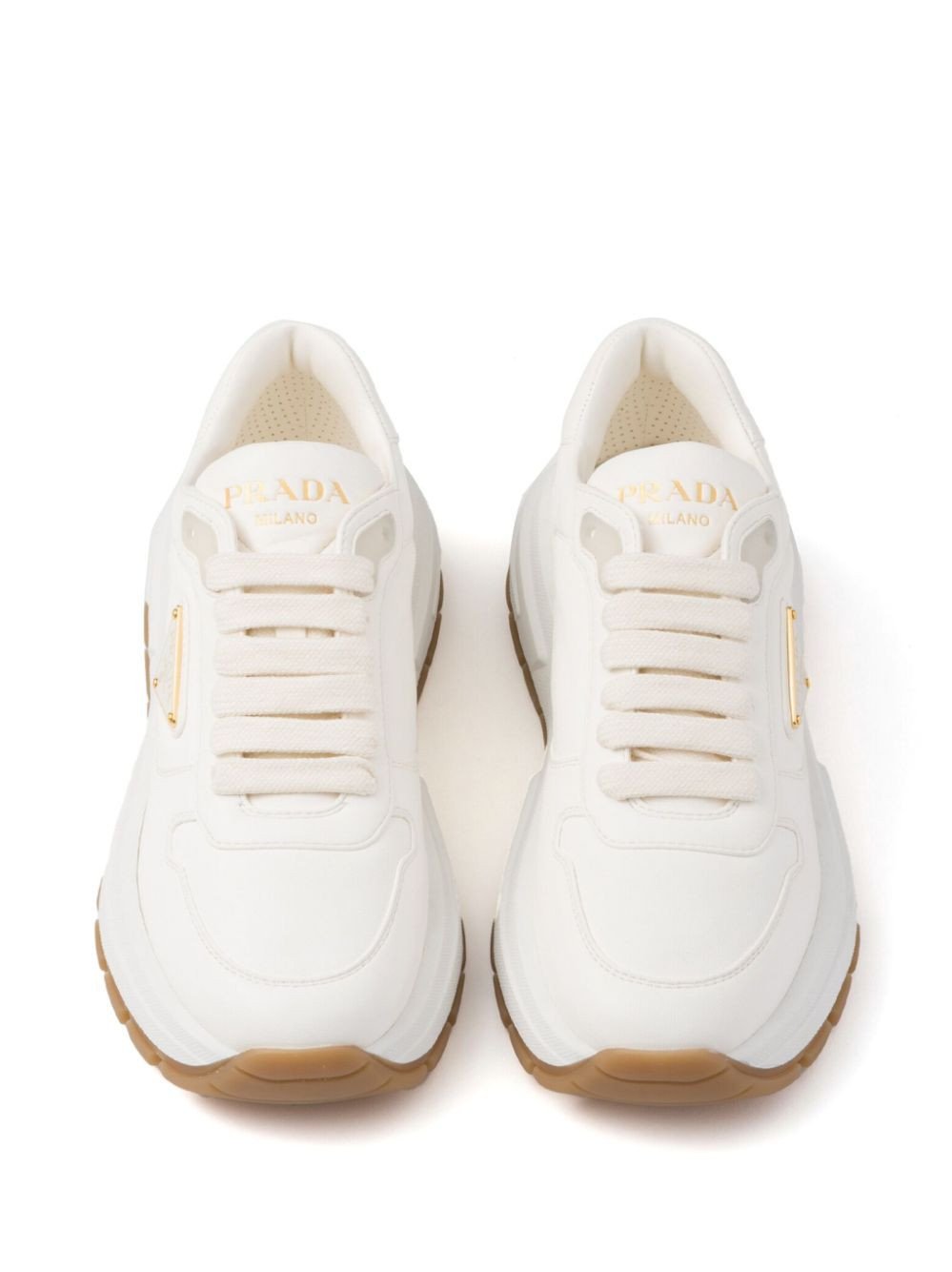 Prada Triangle-Logo Leather Sneakers