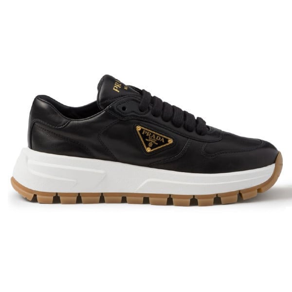 Prada Triangle-Logo Leather Sneakers