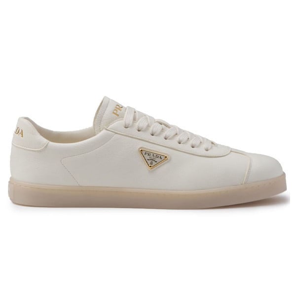Prada Triangle-Logo Leather Sneakers