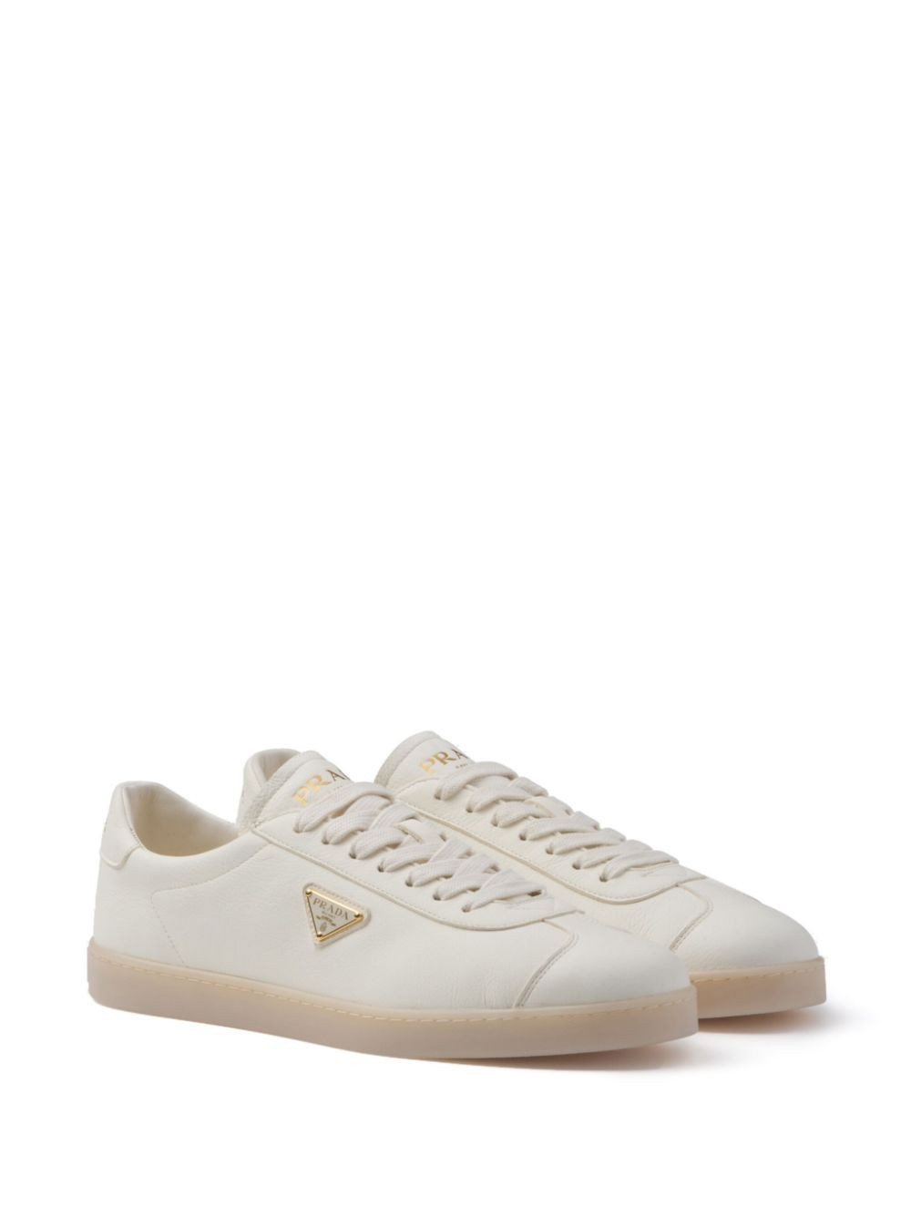 Prada Triangle-Logo Leather Sneakers