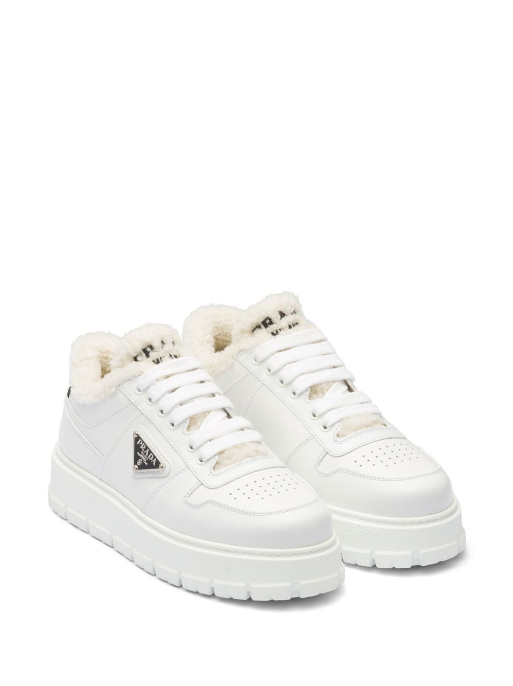 Prada Triangle-Plaque Low-Top Sneakers