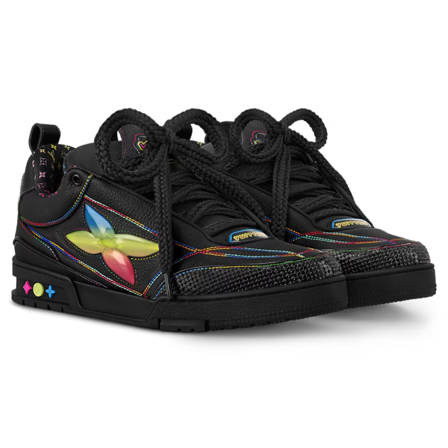 Louis Vuitton LV Skate Sneaker ‘Black Rainbow Monogram Flower’ - Image 2