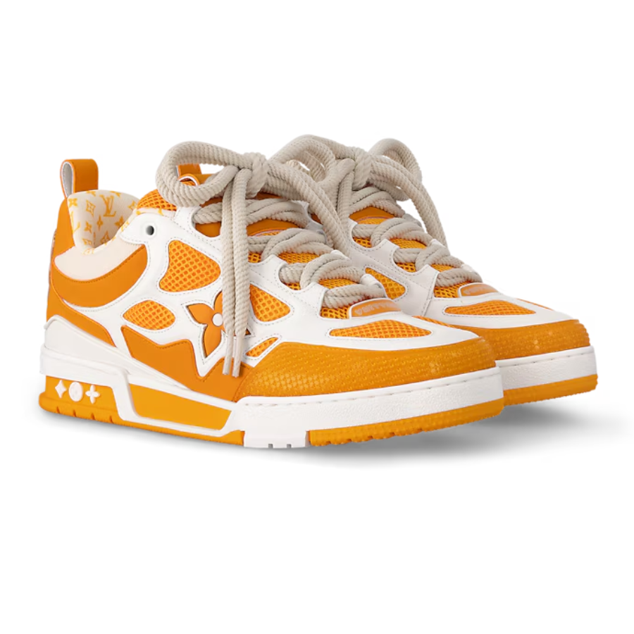 Louis Vuitton LV Skate Sneaker ‘White/Orange Monogram Flower’ - Image 2