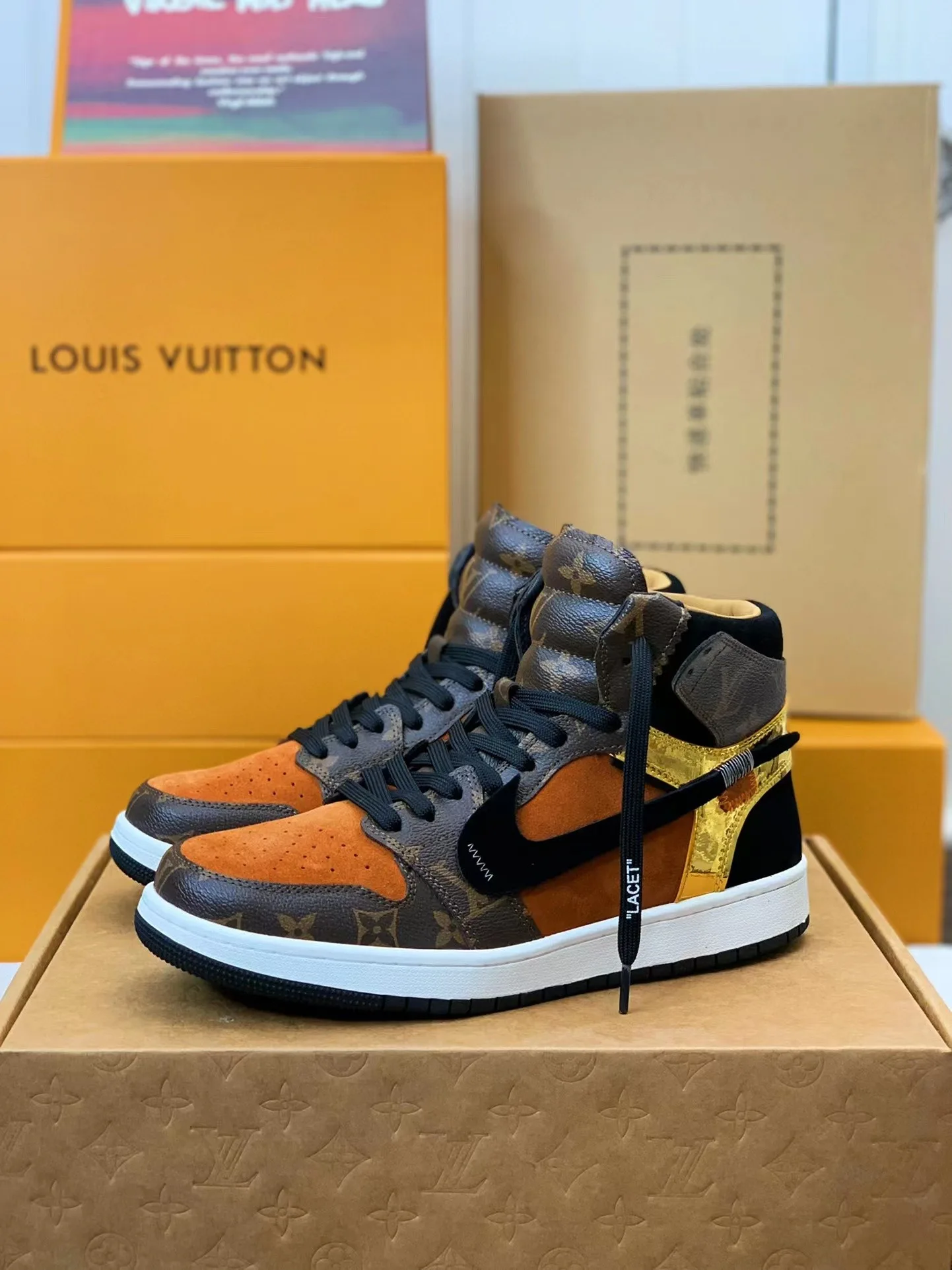 Nike Air Jordan 1 x LV – Luxury Earth‑Tone Monogram Edition - Image 3