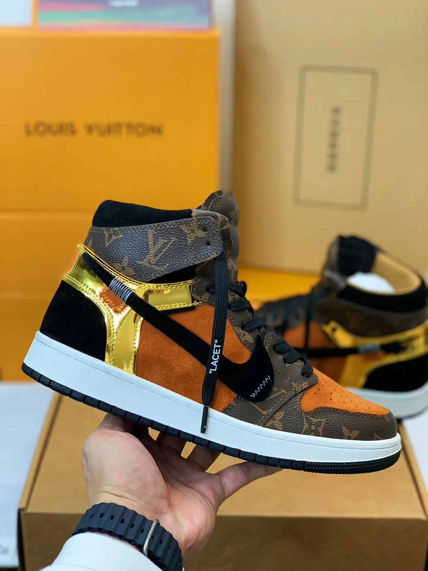 Nike Air Jordan 1 x LV – Luxury Earth‑Tone Monogram Edition - Image 2