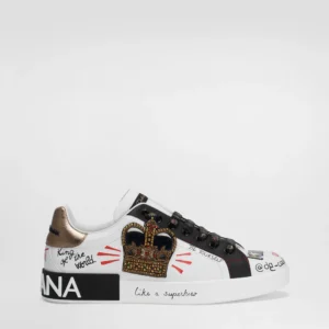 D&G Portofino Sneakers In Printed Nappa Calfskin With Patch