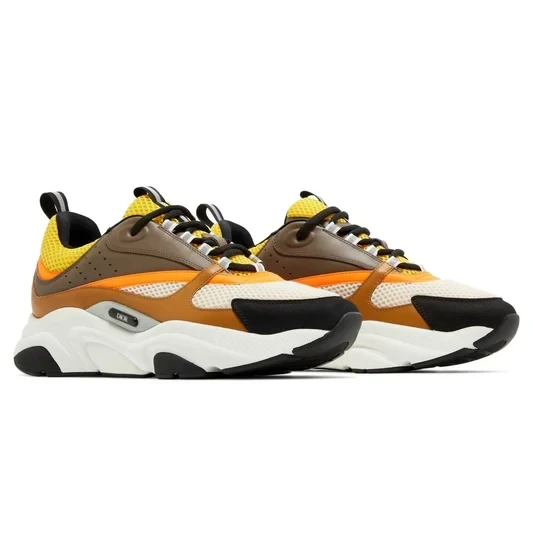 Dior B22 Ebony Camel Yellow Calfskin Trainer - Image 2