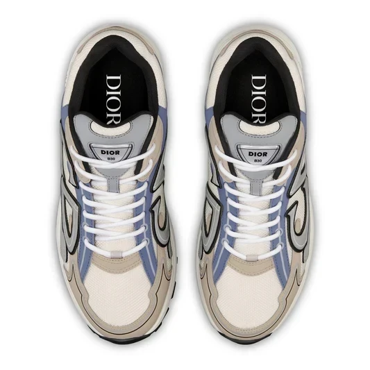 Dior B30 Cream Beige Blue Grey Trainer - Image 3