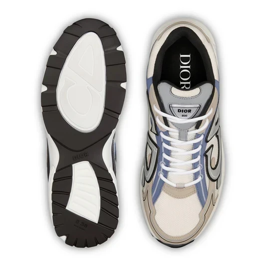Dior B30 Cream Beige Blue Grey Trainer - Image 5