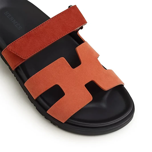 Hermès Paris Chypre Calfskin Brown Sandals - Image 4