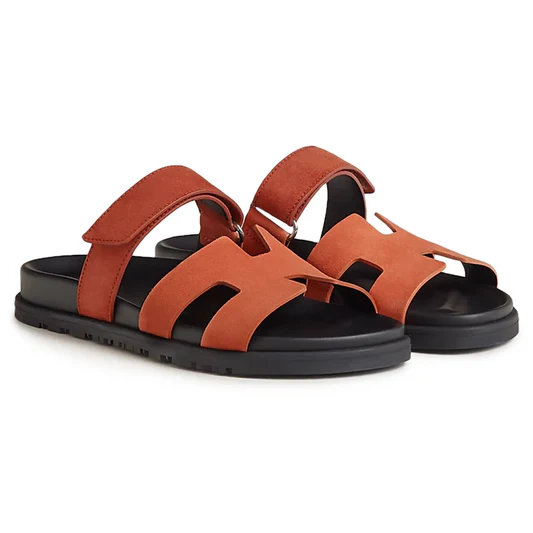 Hermès Paris Chypre Calfskin Brown Sandals - Image 3