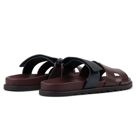 Hermès Paris Chypre Calfskin Burgundy Sandals - Image 3