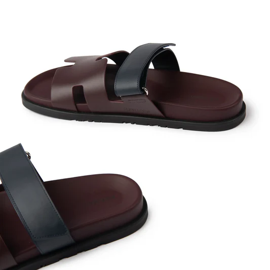 Hermès Paris Chypre Calfskin Burgundy Sandals - Image 5