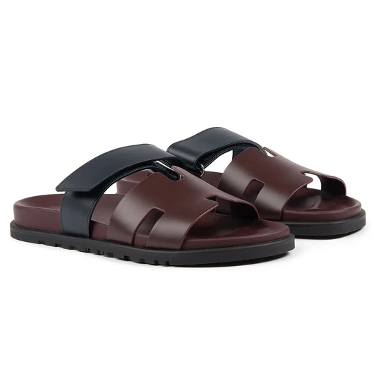 Hermès Paris Chypre Calfskin Burgundy Sandals - Image 2