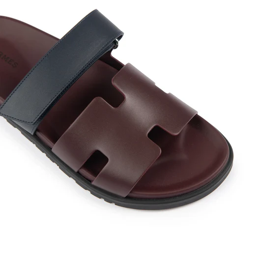 Hermès Paris Chypre Calfskin Burgundy Sandals - Image 4