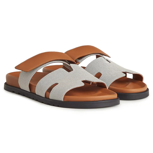 Hermès Paris Chypre Plum Natural Sandals - Image 3