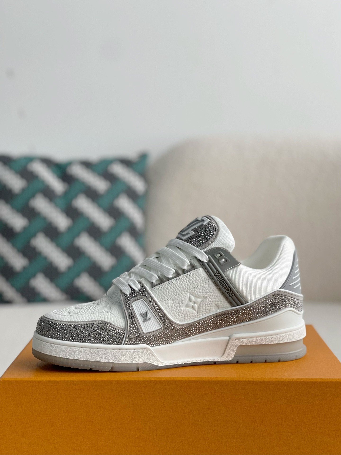 Louis Vuitton LV Trainer Sneaker 'Denim Monogram Grey Diamond' - Image 4